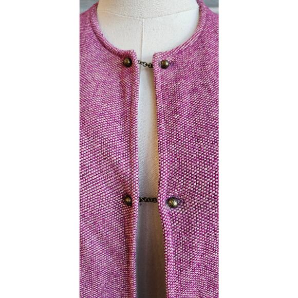 Kristina Ti Rhinestone Wool Longline Cardigan Sweater Women Size 40-M Deep Mauve - Picture 2 of 9
